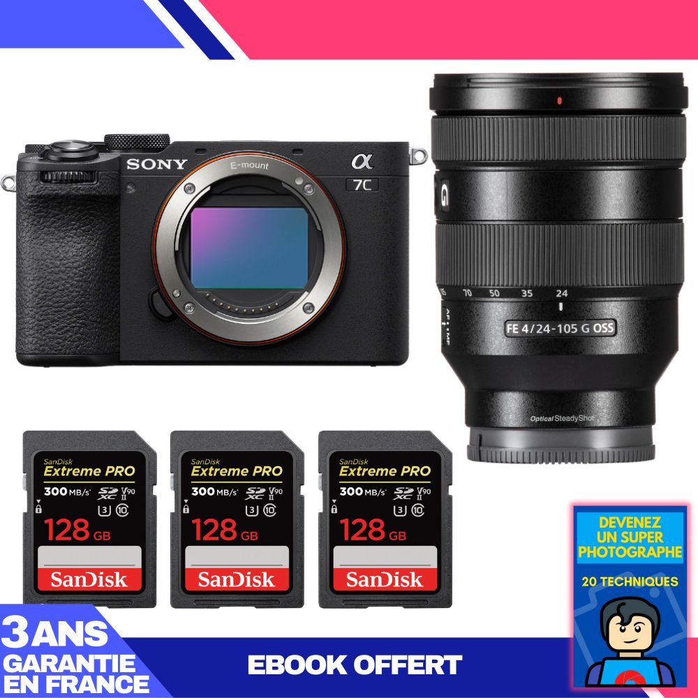 Boitier Sony A7C II + FE 24 105mm f4 G OSS + 3 SanDisk Extreme PRO UHS II SDXC 300 MB/ + Ebook 'Devenez Un Super Photographe - vue 8