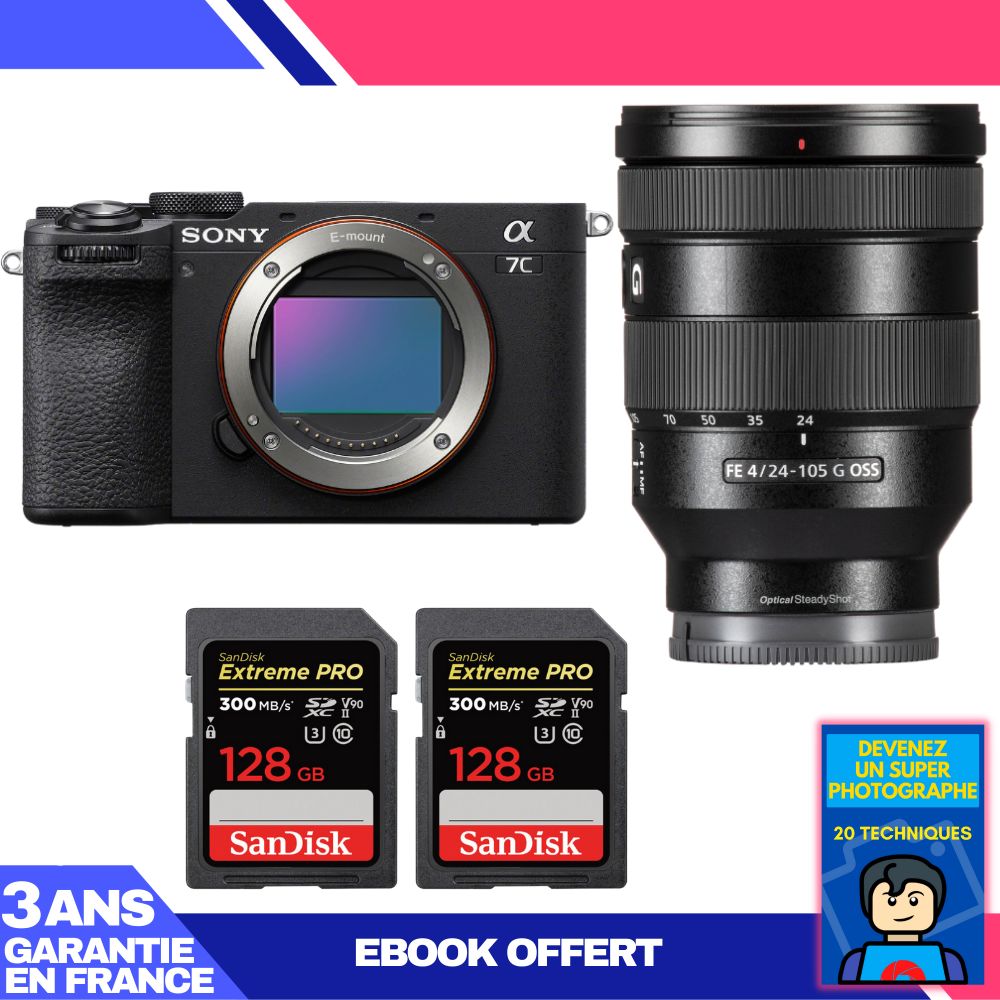 Boitier Sony A7C II + FE 24 105mm f4 G OSS + 2 SanDisk Extreme PRO UHS II SDXC 300 MB/ + Ebook 'Devenez Un Super Photographe - vue 8