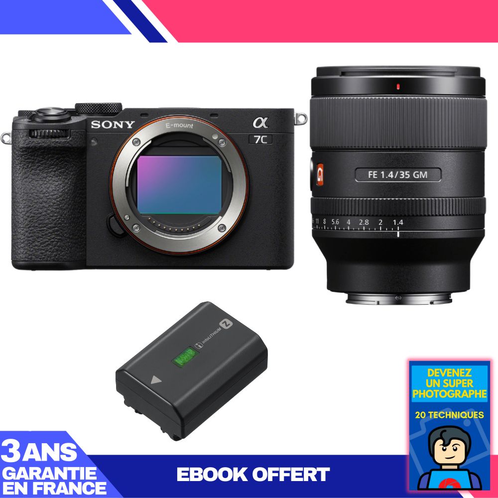 Boitier Sony A7C II + FE 35mm f1.4 GM + 1 Sony NP FZ100 + Ebook 'Devenez Un Super Photographe - vue 2