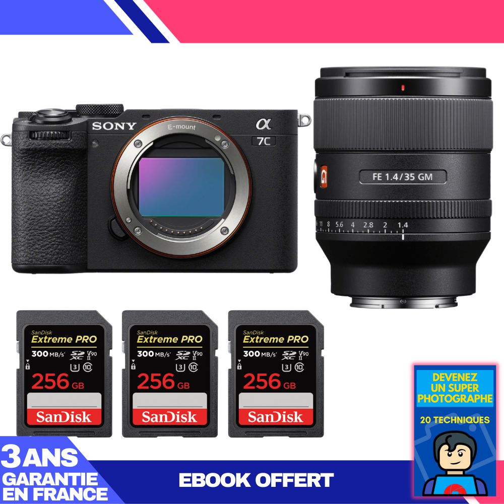 Boitier Sony A7C II + FE 35mm f1.4 GM + 3 SanDisk Extreme PRO UHS II SDXC 300 MB/ + Ebook 'Devenez Un Super Photographe - vue 7