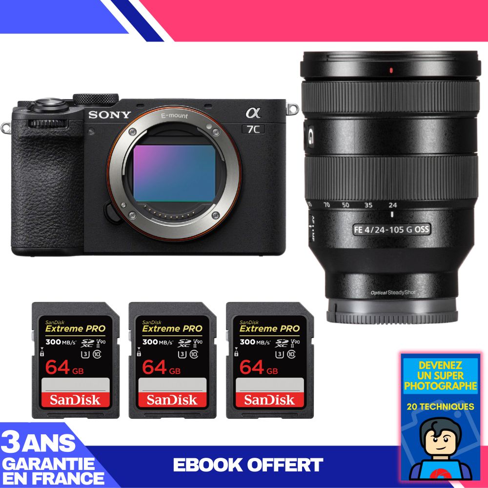 Boitier Sony A7C II + FE 24 105mm f4 G OSS + 3 SanDisk Extreme PRO UHS II SDXC 300 MB/ + Ebook 'Devenez Un Super Photographe - vue 7