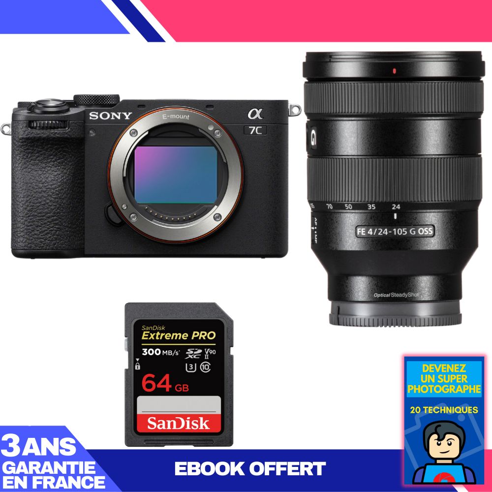 Boitier Sony A7C II + FE 24 105mm f4 G OSS + 1 SanDisk Extreme PRO UHS II SDXC 300 MB/ + Ebook 'Devenez Un Super Photographe - vue 8