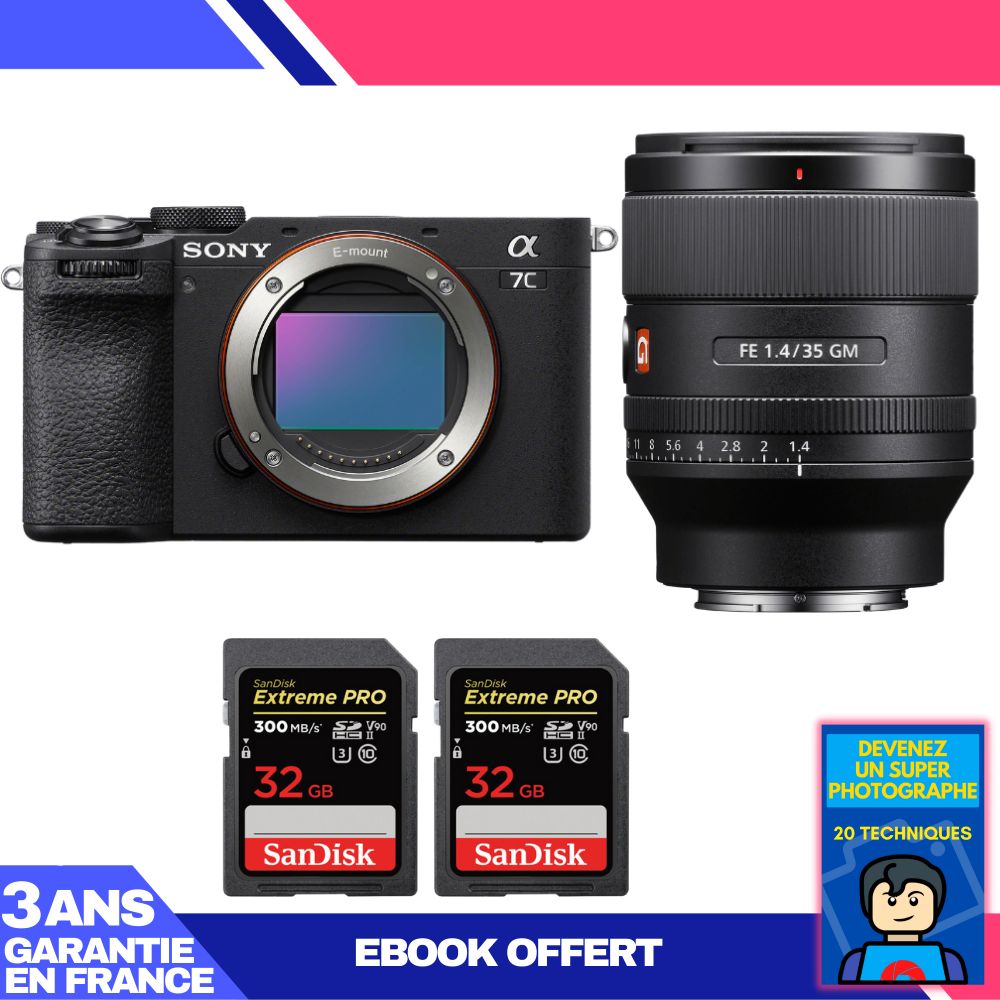 Boitier Sony A7C II + FE 35mm f1.4 GM + 2 SanDisk Extreme PRO UHS II SDXC 300 MB/ + Ebook 'Devenez Un Super Photographe - vue 6
