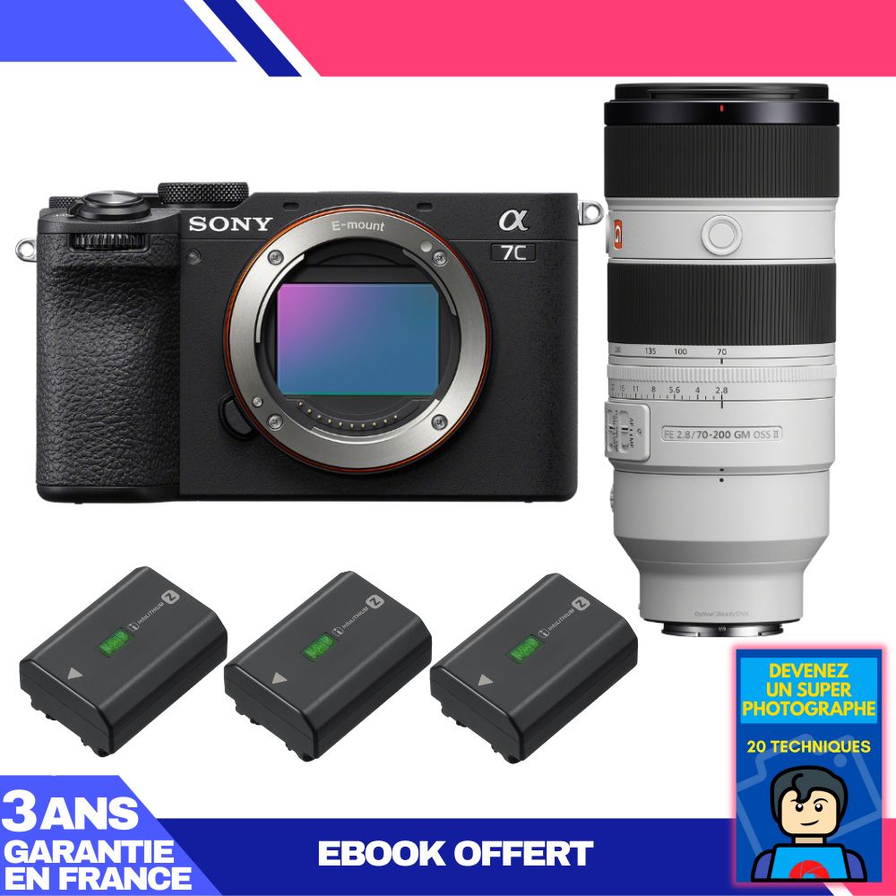 Boitier Sony A7C II + FE 70 200mm f2.8 GM OSS II + 3 Sony NP FZ100 + Ebook 'Devenez Un Super Photographe - vue 2