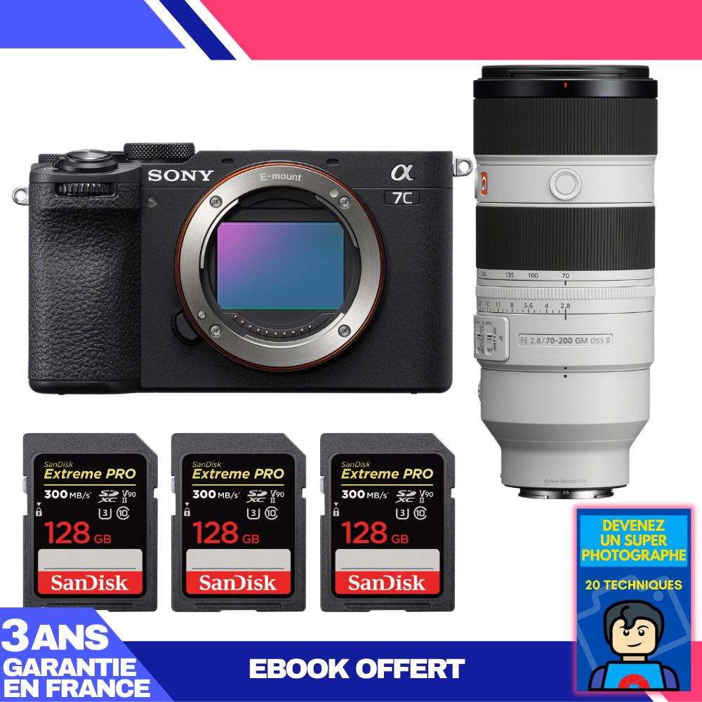 Boitier Sony A7C II + FE 70 200mm f2.8 GM OSS II + 3 SanDisk Extreme PRO UHS II SDXC 300 MB/ + Ebook 'Devenez Un Super Photographe - vue 8