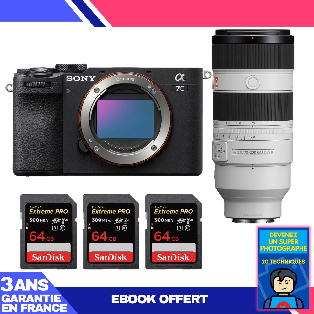Boitier Sony A7C II + FE 70 200mm f2.8 GM OSS II + 3 SanDisk Extreme PRO UHS II SDXC 300 MB/ + Ebook 'Devenez Un Super Photographe - vue 5
