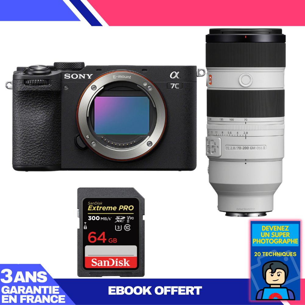 Boitier Sony A7C II + FE 70 200mm f2.8 GM OSS II + 1 SanDisk Extreme PRO UHS II SDXC 300 MB/ + Ebook 'Devenez Un Super Photographe - vue 6