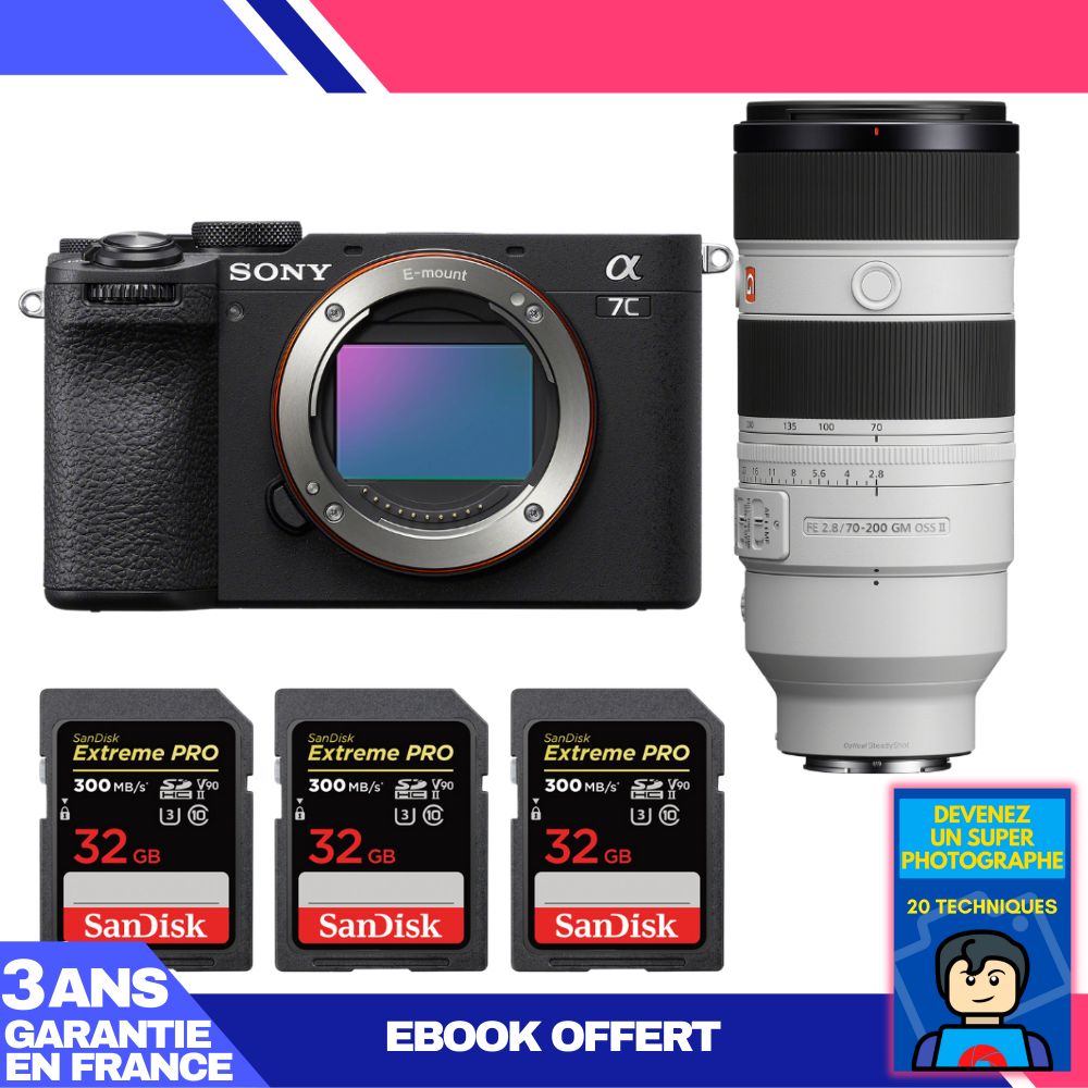 Boitier Sony A7C II + FE 70 200mm f2.8 GM OSS II + 3 SanDisk Extreme PRO UHS II SDXC 300 MB/ + Ebook 'Devenez Un Super Photographe - vue 6
