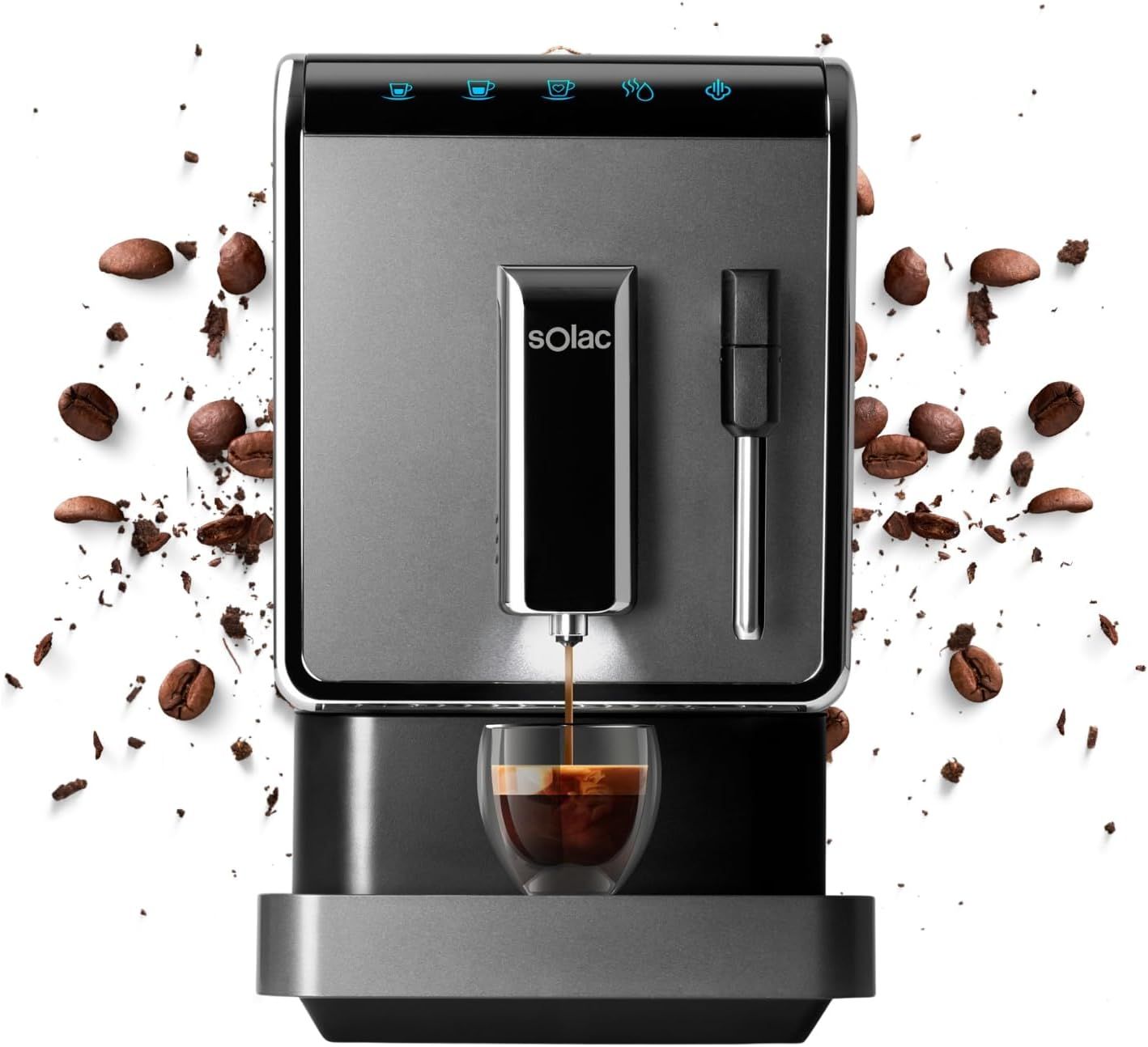 CHECARZHN NO1 Ca4810 Machine À Café À Grains Broyeur À Grains De Écran Tactil Design Moderne Et Compacte De 18 Cm Réservoir De Buse Vapeur Lavage Automatique Programmable