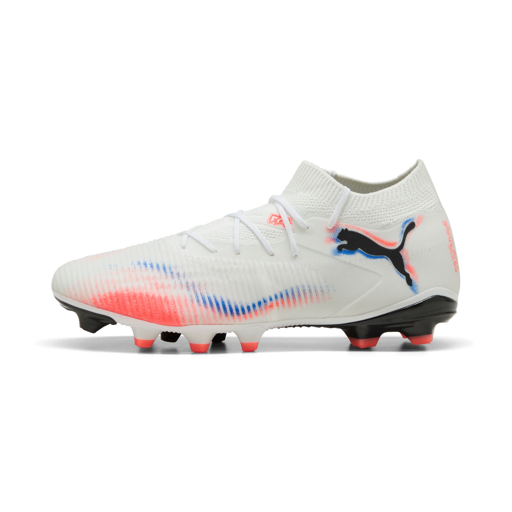 Puma Future 8 Match Fg/Ag Football Boots Unisex, Chaussures, Blanc/Noir/Glowing Rouge, 42.5
