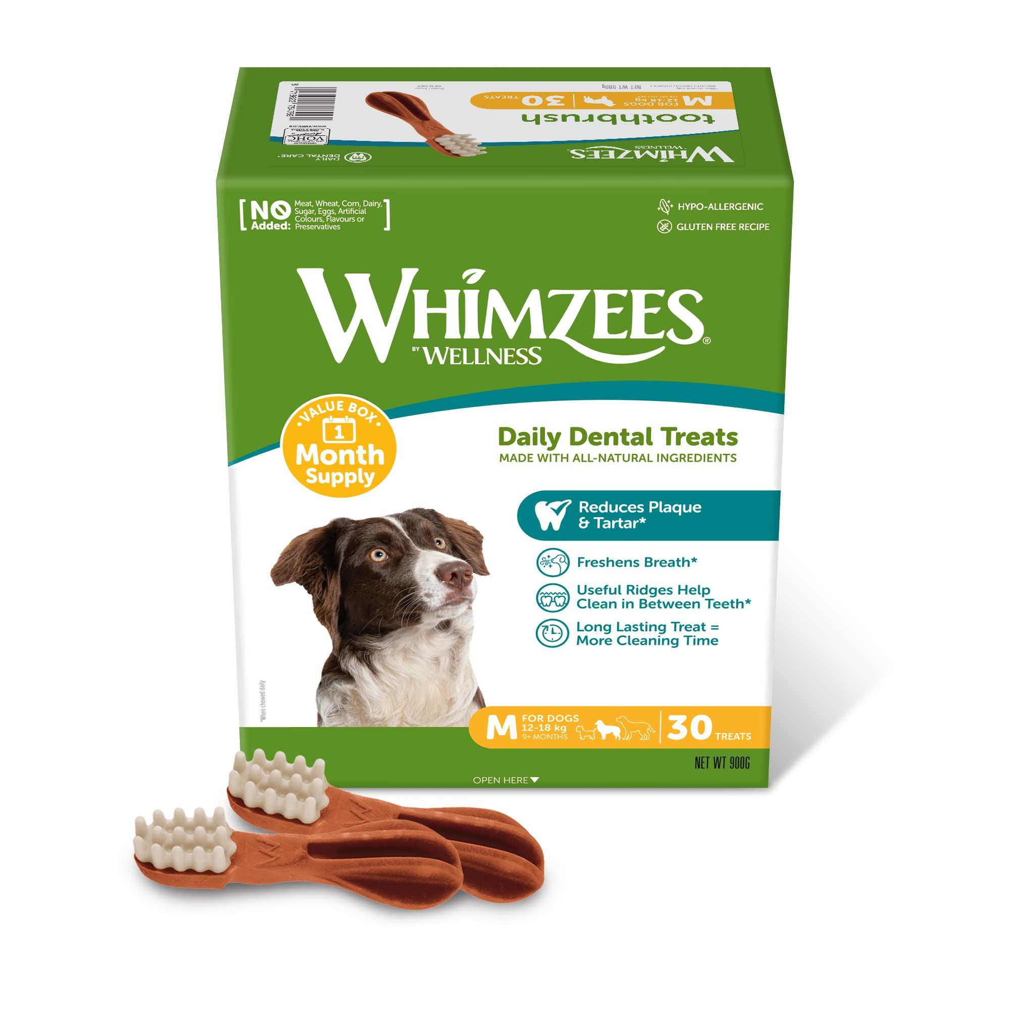 Whimzees Brosses Dents Mâcher Pour Chien De Taille Moyenne Friandises Naturelles Pour L Hygi Ne Bucco-Dentaire Taille M Boîte De 30 Pi Ces