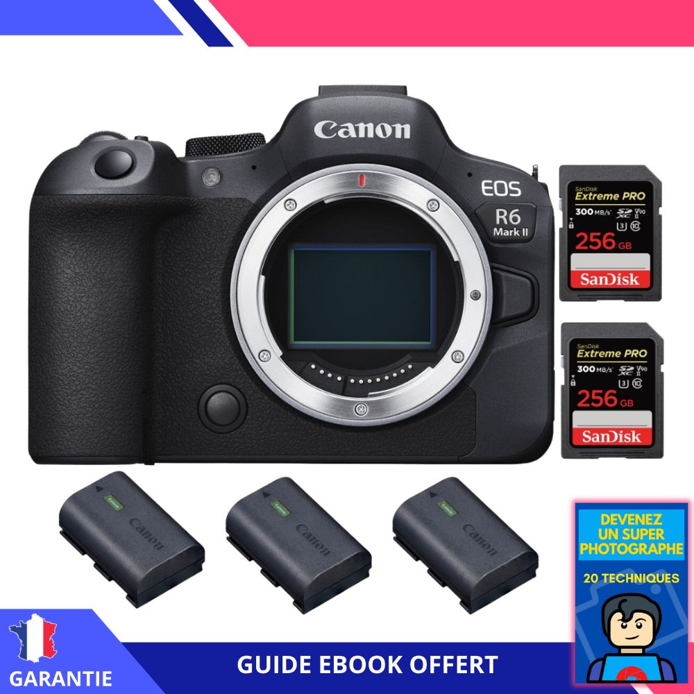 Canon EOS R6 Mark II + 2 SanDisk Extreme PRO UHS II 300 MB/ + 3 Canon LP E6NH + Ebook Devenez Un Super Photographe Appareil hybride Canon - vue 4
