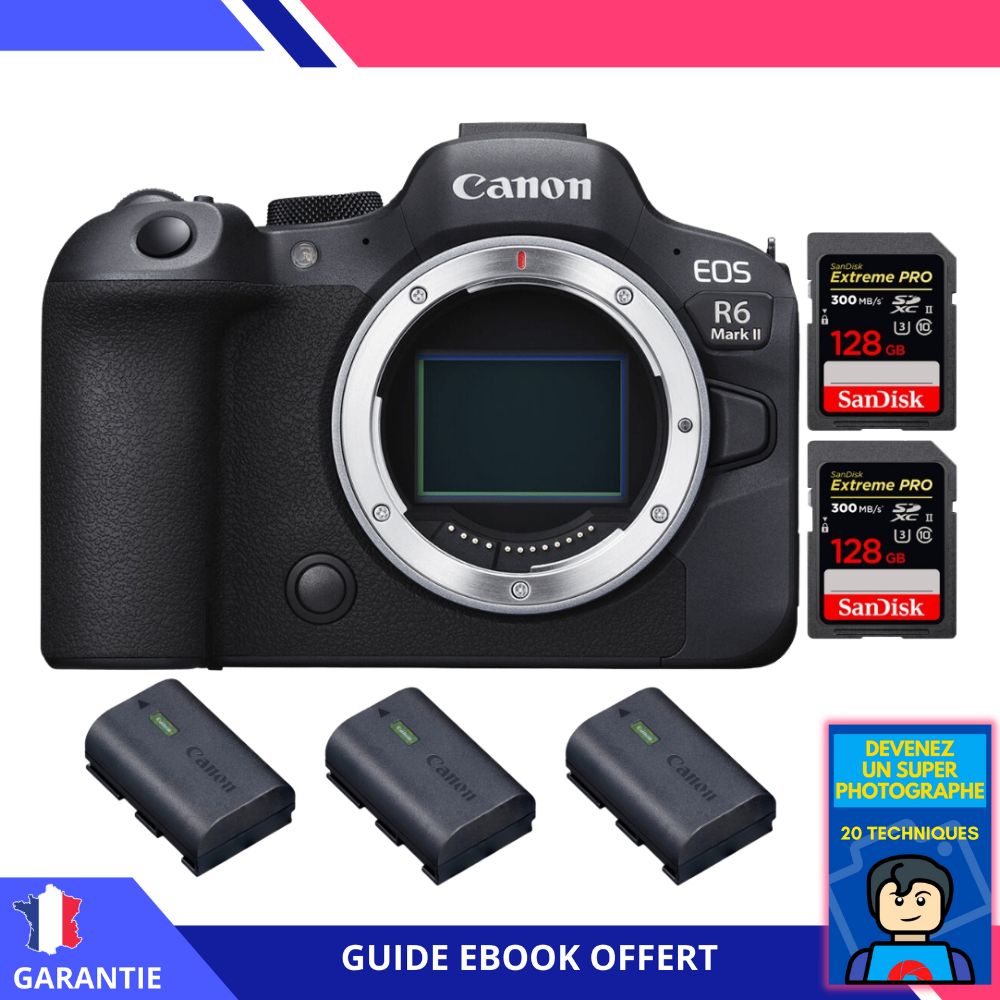 Canon EOS R6 Mark II + 2 SanDisk Extreme PRO UHS II 300 MB/ + 3 Canon LP E6NH + Ebook Devenez Un Super Photographe Appareil hybride Canon - vue 3