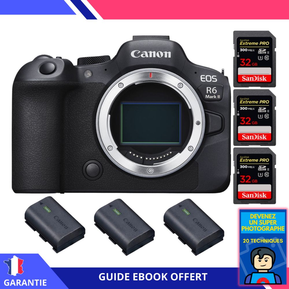 Canon EOS R6 Mark II + 3 SanDisk Extreme PRO UHS II 300 MB/ + 3 Canon LP E6NH + Ebook Devenez Un Super Photographe Appareil hybride Canon - vue 4