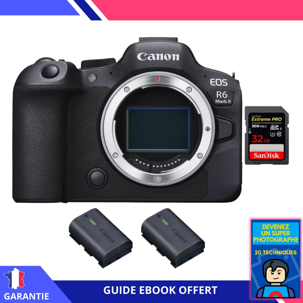 Canon EOS R6 Mark II + 1 SanDisk Extreme PRO UHS II 300 MB/ + 2 Canon LP E6NH + Ebook Devenez Un Super Photographe Appareil hybride Canon - vue 4