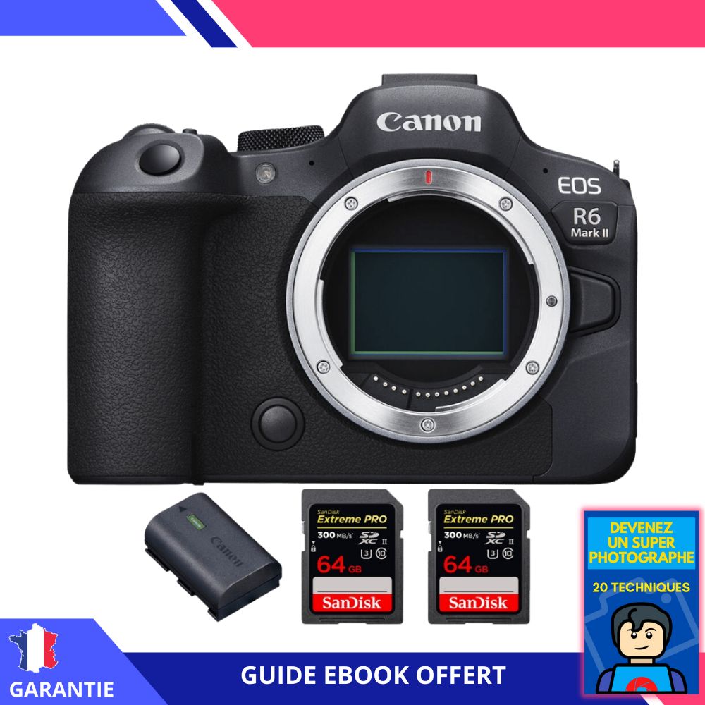 Canon EOS R6 Mark II + 2 SanDisk Extreme PRO UHS II 300 MB/ + 1 Canon LP E6NH + Ebook Devenez Un Super Photographe Appareil hybride Canon - vue 4
