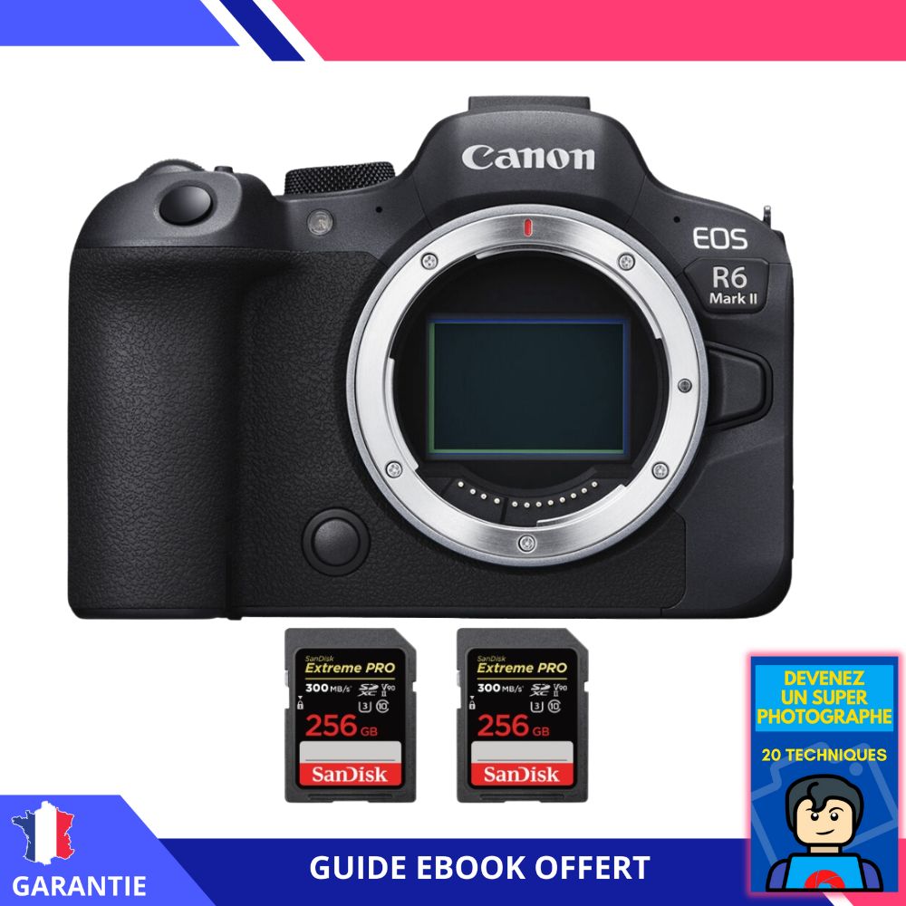 Canon EOS R6 Mark II + 2 SanDisk Extreme PRO UHS II SDXC 300 MB/ + Ebook Devenez Un Super Photographe Appareil hybride Canon - vue 3