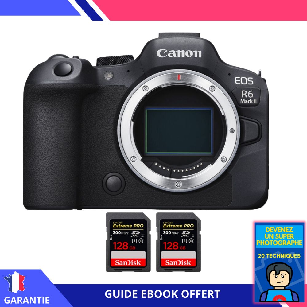 Canon EOS R6 Mark II + 2 SanDisk Extreme PRO UHS II SDXC 300 MB/ + Ebook Devenez Un Super Photographe Appareil hybride Canon - vue 2