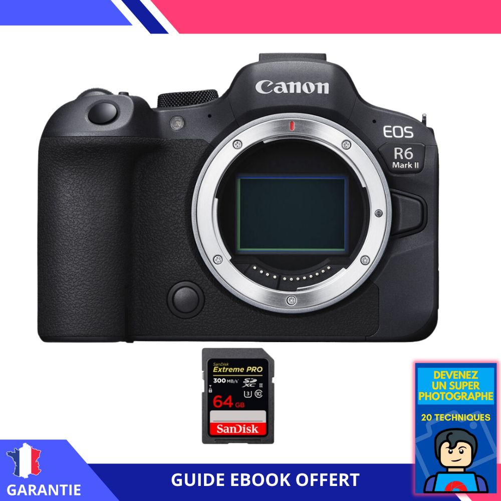 Canon EOS R6 Mark II + 1 SanDisk Extreme PRO UHS II SDXC 300 MB/ + Ebook Devenez Un Super Photographe Appareil hybride Canon - vue 3