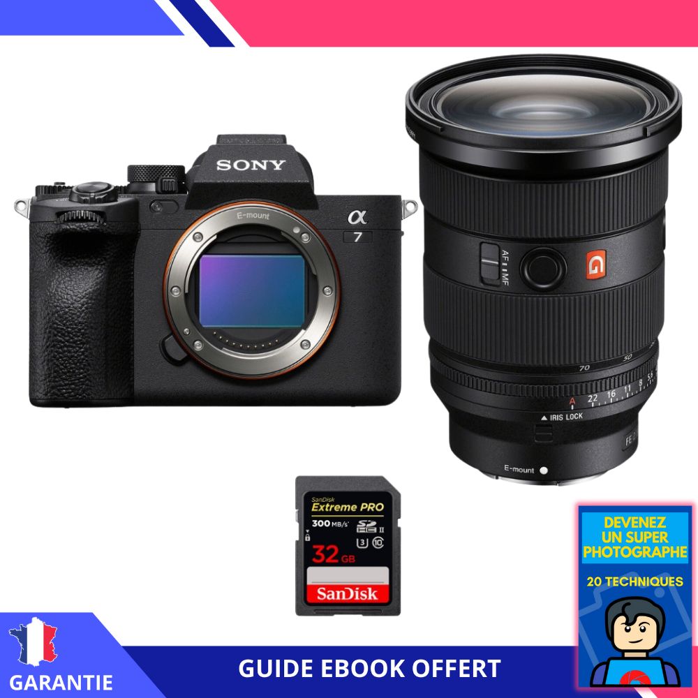 Sony Alpha 7 IV + FE 24 70mm f2.8 GM II + 1 SanDisk Extreme PRO UHS II SDXC 300 MB/ + Ebook Devenez Un Super Photographe Appareil Photo Sony