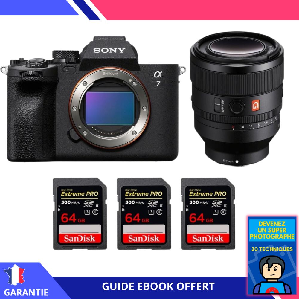 Sony A7 IV + FE 50mm f1.2 GM + 3 SanDisk Extreme PRO UHS II SDXC 300 MB/ + Ebook 'Devenez Un Super Photographe' Hybride Sony