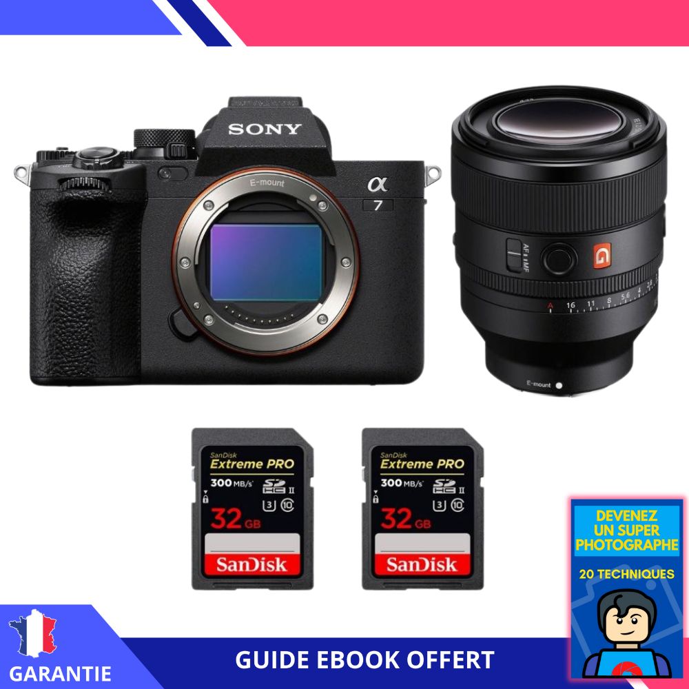 Sony A7 IV + FE 50mm f1.2 GM + 2 SanDisk Extreme PRO UHS II SDXC 300 MB/ + Ebook 'Devenez Un Super Photographe' Hybride Sony