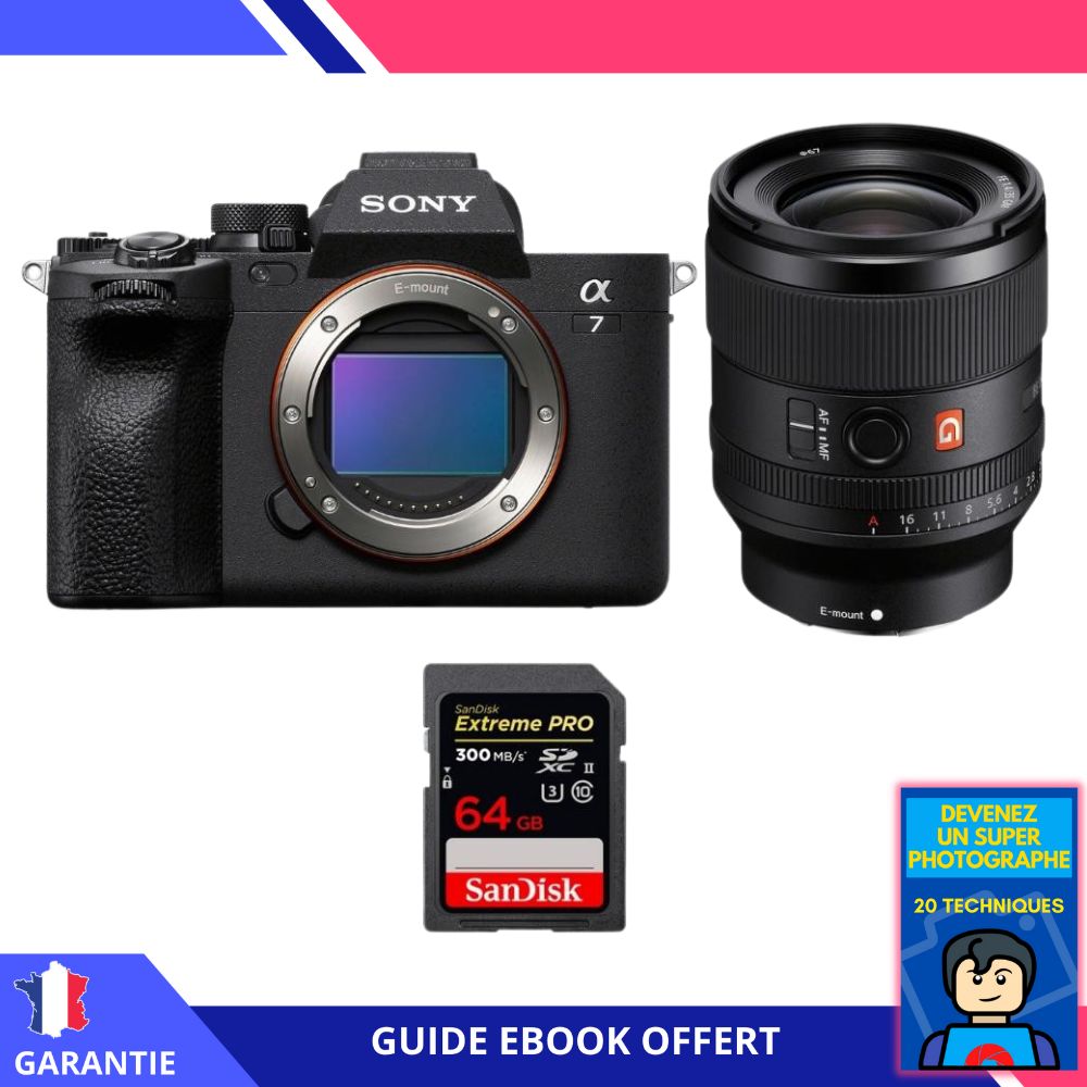 Sony A7 IV + FE 35mm f1.4 GM + 1 SanDisk Extreme PRO UHS II SDXC 300 MB/ + Ebook 'Devenez Un Super Photographe' Hybride Sony