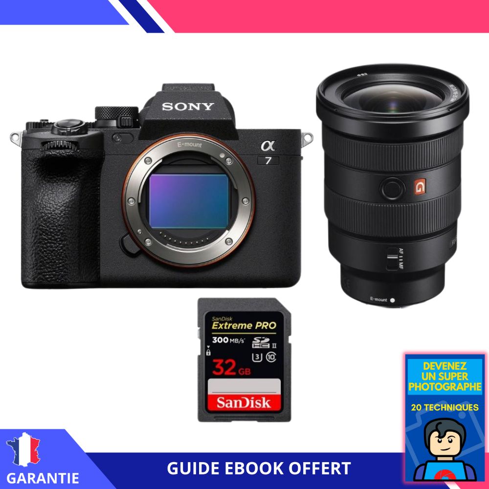 Sony A7 IV + FE 16 35mm f2.8 GM + 1 SanDisk Extreme PRO UHS II SDXC 300 MB/ + Ebook 'Devenez Un Super Photographe' Hybride Sony