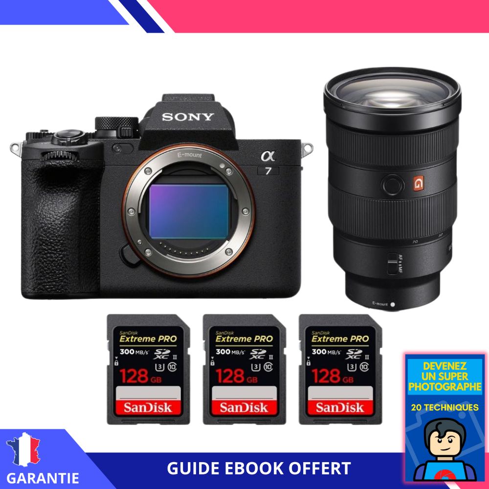 Sony A7 IV + FE 24 70mm f2.8 GM + 3 SanDisk Extreme PRO UHS II SDXC 300 MB/ + Ebook 'Devenez Un Super Photographe' Hybride Sony
