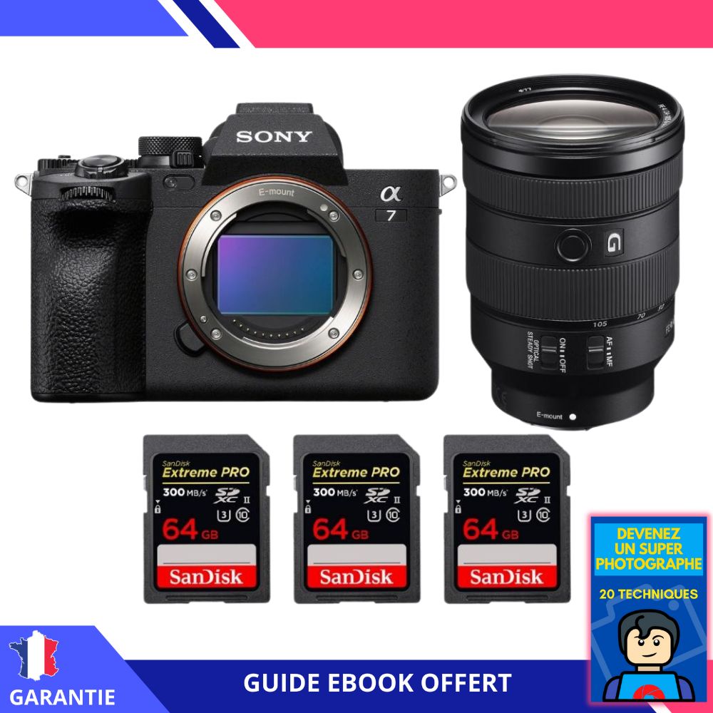 Sony A7 IV + FE 24 105mm f4 G OSS + 3 SanDisk Extreme PRO UHS II SDXC 300 MB/ + Ebook 'Devenez Un Super Photographe' Hybride Sony - vue 2