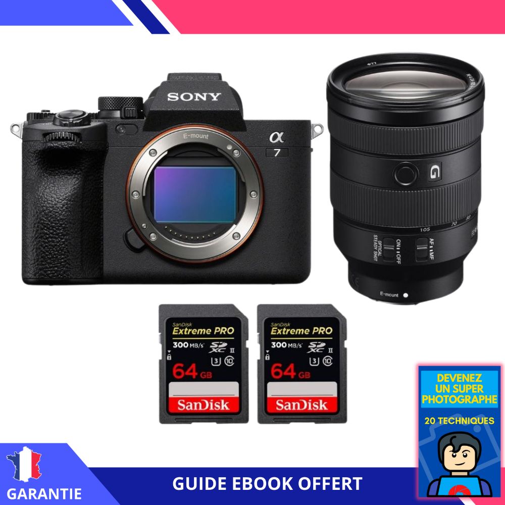 Sony A7 IV + FE 24 105mm f4 G OSS + 2 SanDisk Extreme PRO UHS II SDXC 300 MB/ + Ebook 'Devenez Un Super Photographe' Hybride Sony - vue 2