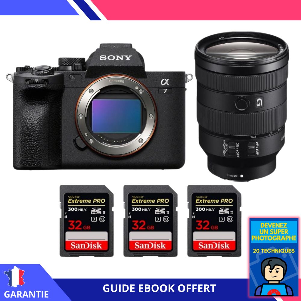 Sony A7 IV + FE 24 105mm f4 G OSS + 3 SanDisk Extreme PRO UHS II SDXC 300 MB/ + Ebook 'Devenez Un Super Photographe' Hybride Sony - vue 3
