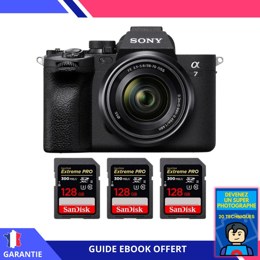 Sony A7 IV + FE 28 70mm F3.5 5.6 OSS + 3 SanDisk Extreme PRO UHS II SDXC 300 MB/ + Ebook 'Devenez Un Super Photographe' Hybride Sony - vue 2