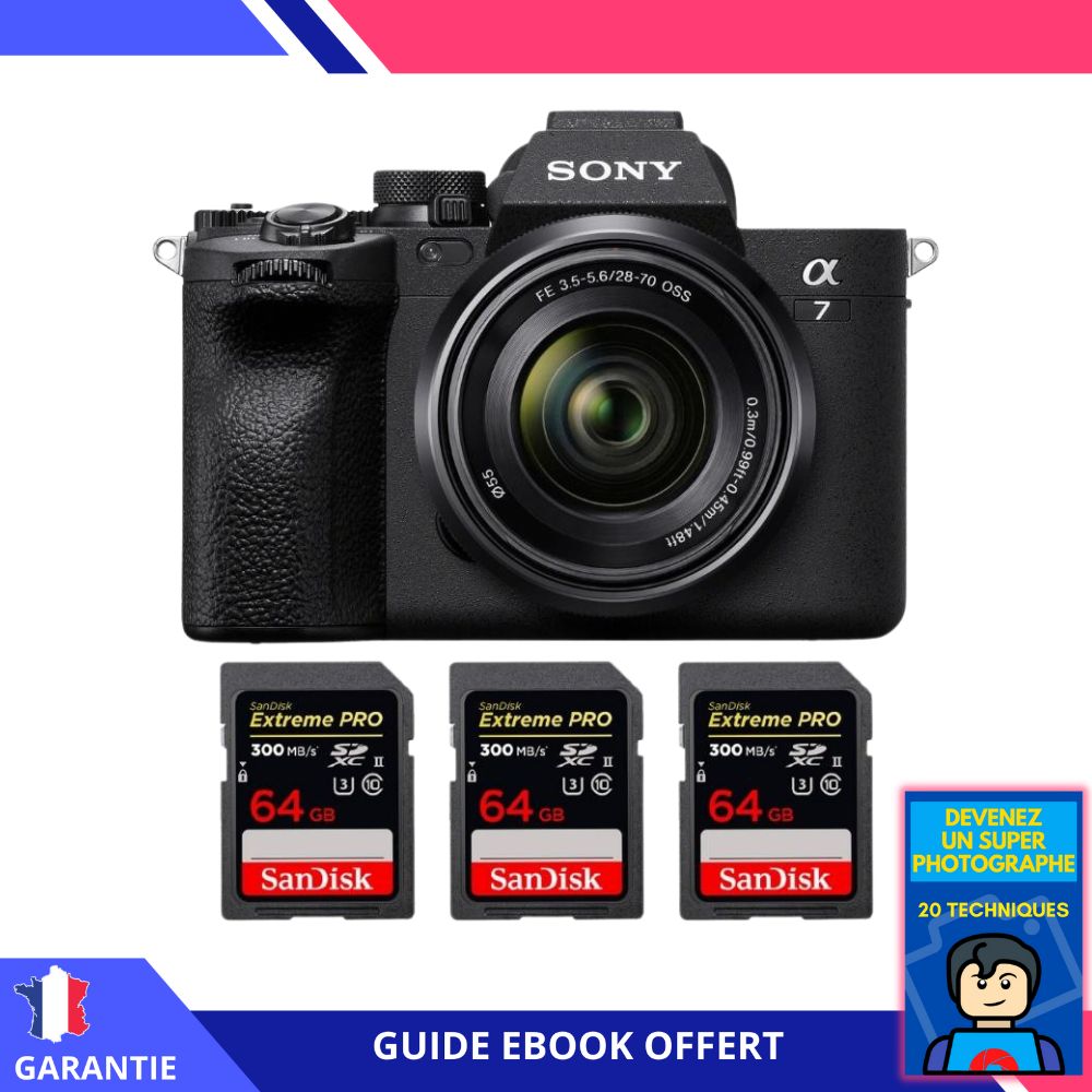 Sony A7 IV + FE 28 70mm F3.5 5.6 OSS + 3 SanDisk Extreme PRO UHS II SDXC 300 MB/ + Ebook 'Devenez Un Super Photographe' Hybride Sony - vue 3