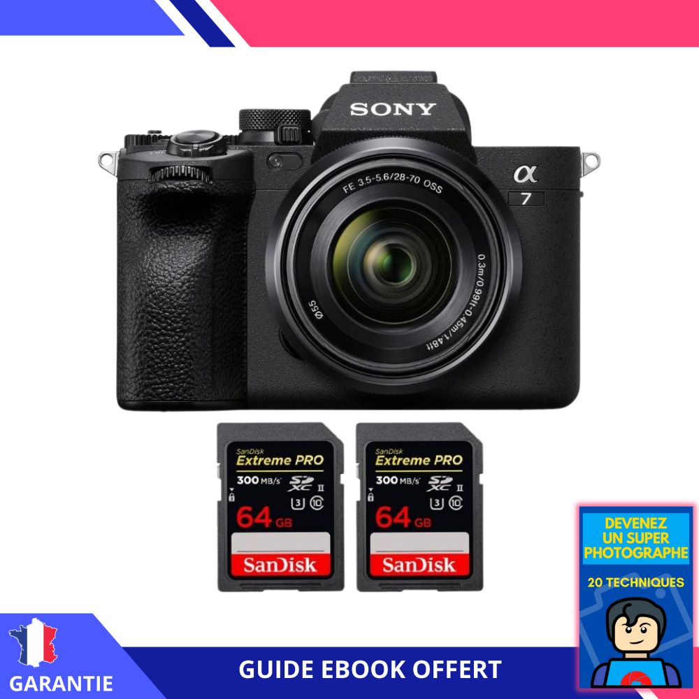 Sony A7 IV + FE 28 70mm F3.5 5.6 OSS + 2 SanDisk Extreme PRO UHS II SDXC 300 MB/ + Ebook 'Devenez Un Super Photographe' Hybride Sony - vue 2