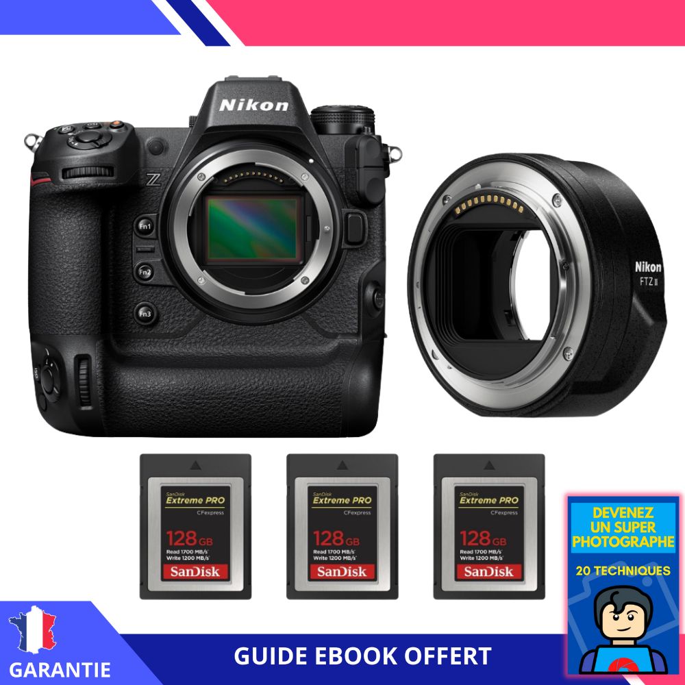 Nikon Z9 + FTZ II + 3 SanDisk Extreme PRO CFexpress Type B + Ebook 'Devenez Un Super Photographe' Hybride Nikon