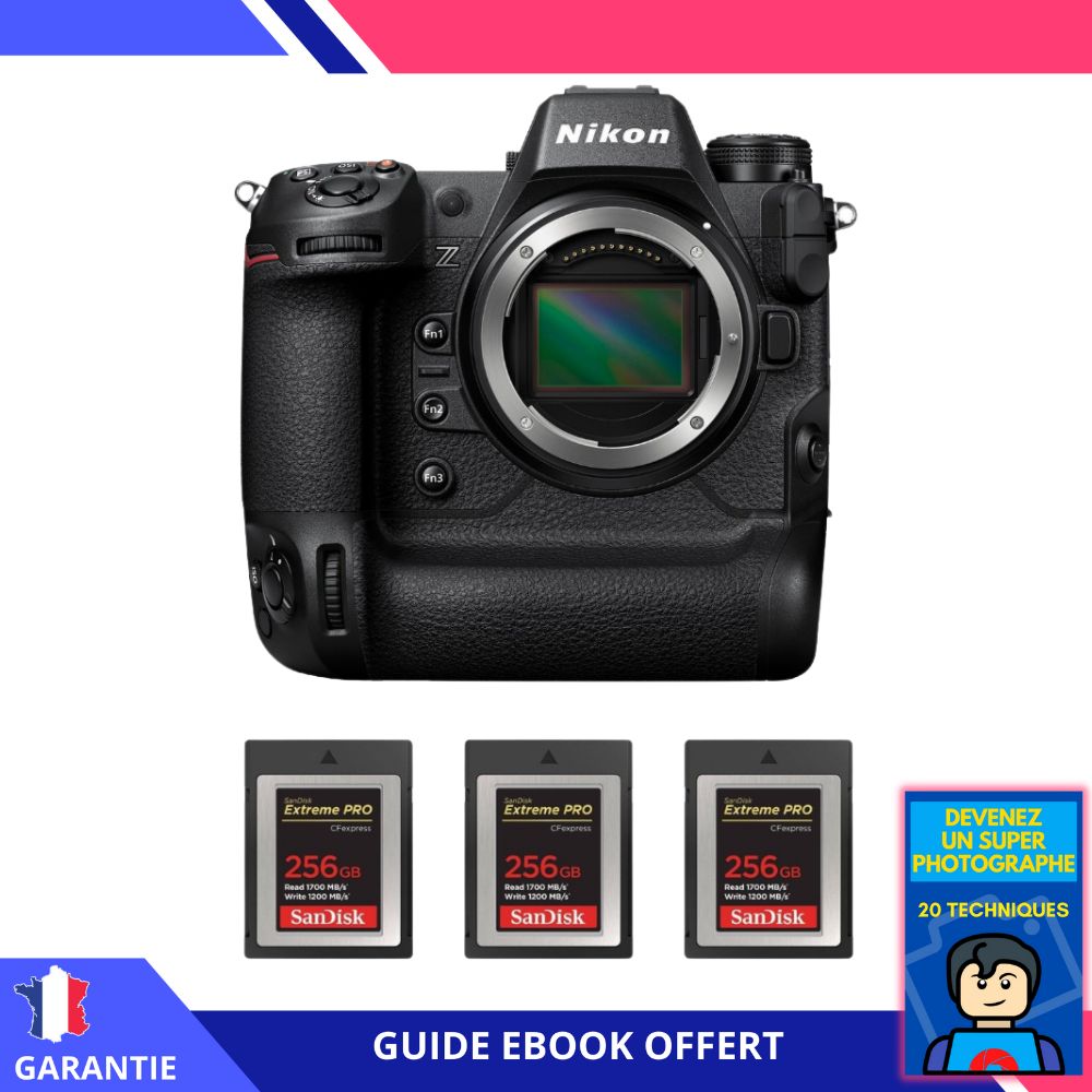 Nikon Z9 Nu + 3 SanDisk Extreme PRO CFexpress Type B + Ebook 'Devenez Un Super Photographe' Hybride Nikon