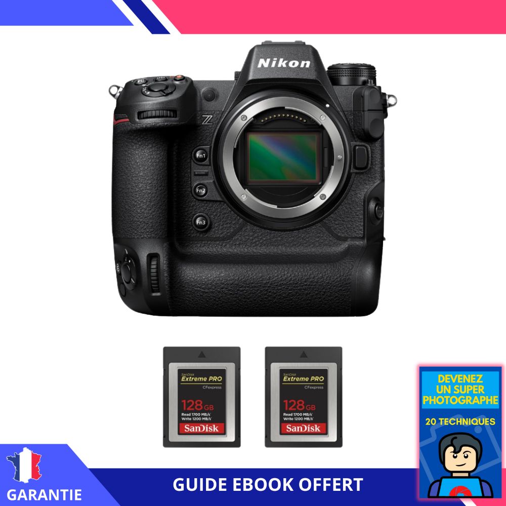 Nikon Z9 Nu + 2 SanDisk Extreme PRO CFexpress Type B + Ebook 'Devenez Un Super Photographe' Hybride Nikon