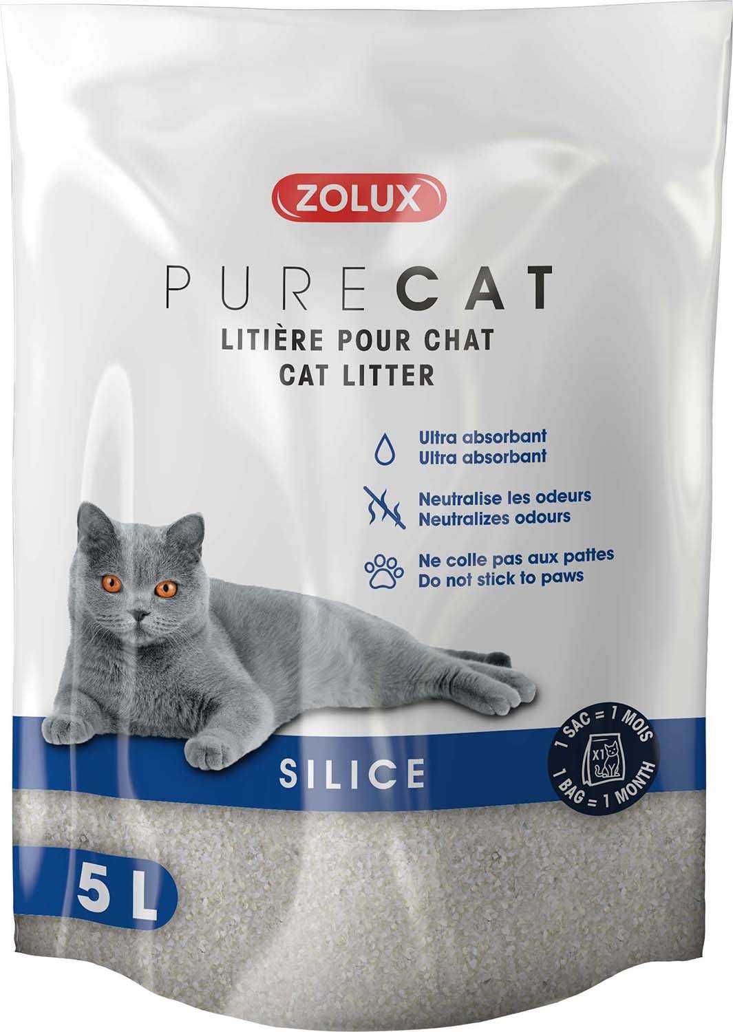 Comparer les prix de Litière Silice Nature Purecat 5 Litres