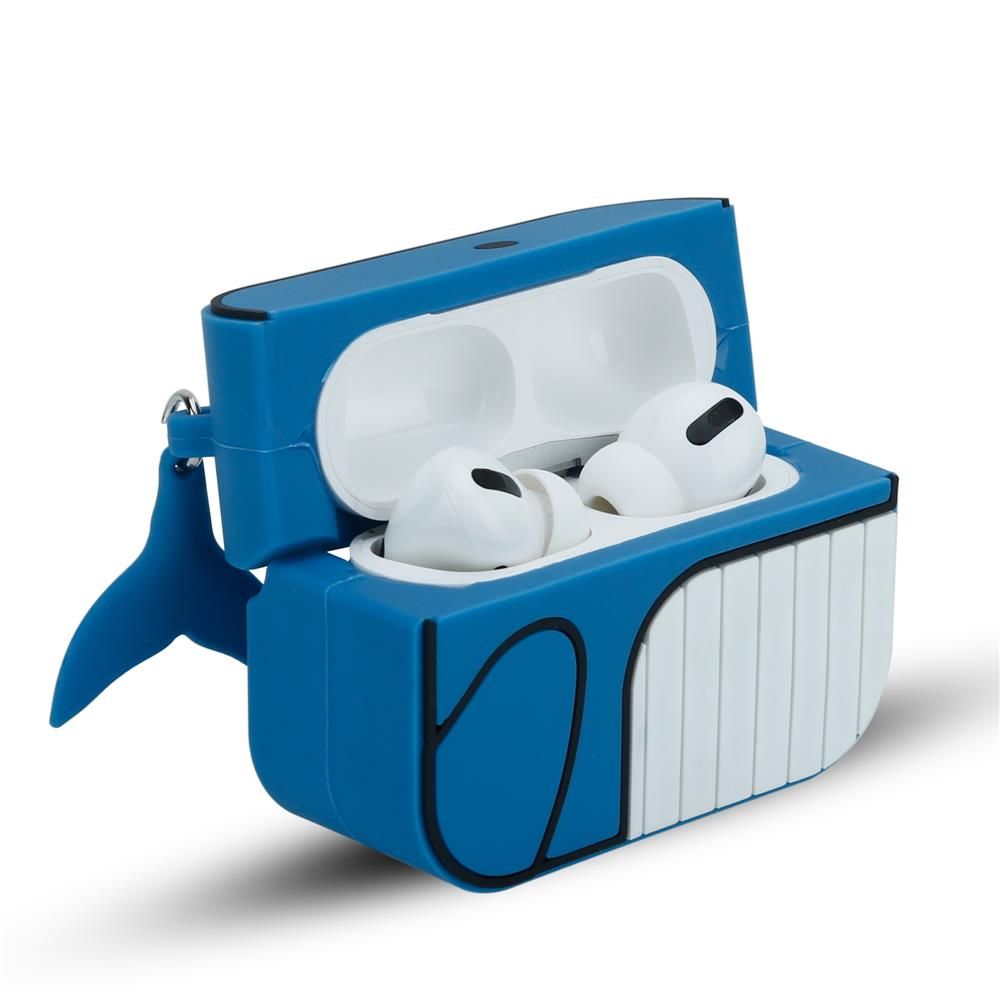 Cadorabo Housse compatible avec Apple AirPod PRO 2 - Design Blue Whale - Casque portable en silicone Etui 3D Porte-clés