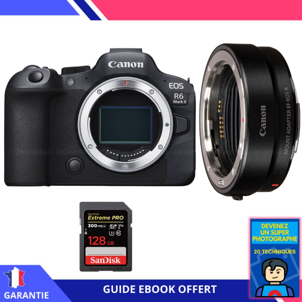 Canon EOS R6 Mark II + EF EOS R + 1 SanDisk Extreme PRO UHS II SDXC 300 MB/ + Ebook 'Devenez Un Super Photographe' Appareil Photo Canon - vue 4