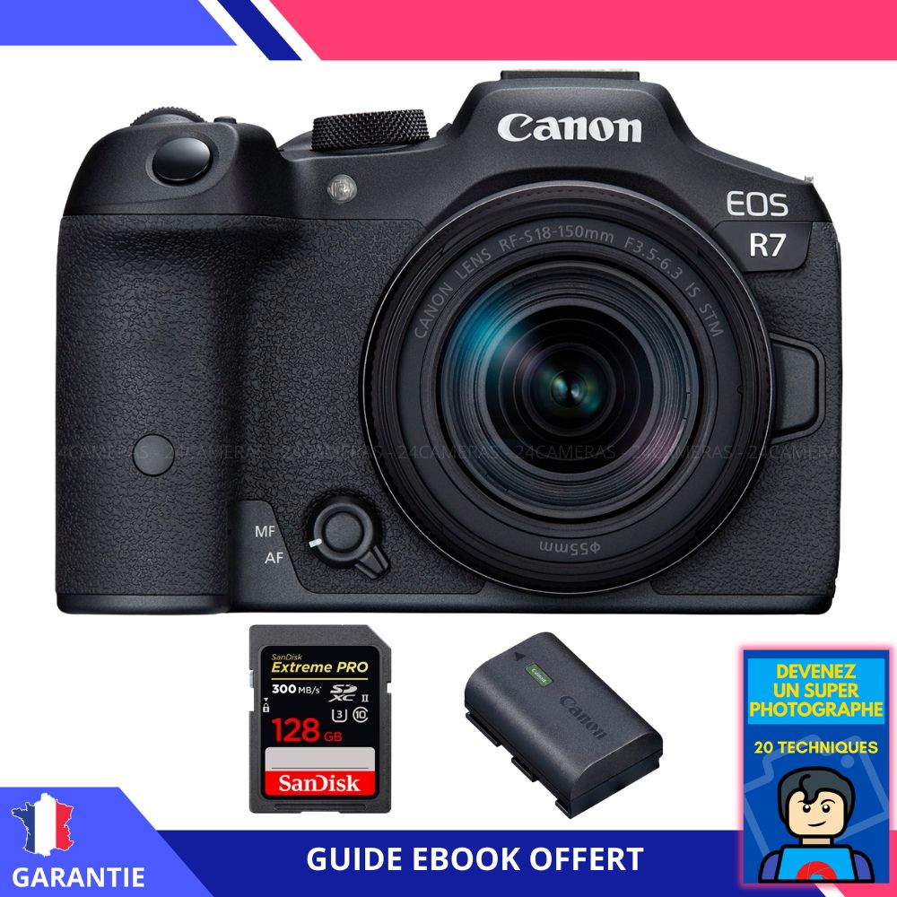 Canon EOS R7 + RF 18 150mm STM + 1 SanDisk Extreme PRO UHS II SDXC 300 MB/ + 1 Canon LP E6NH + Ebook 'Devenez Un Super Photographe' Hybride Canon - vue 2