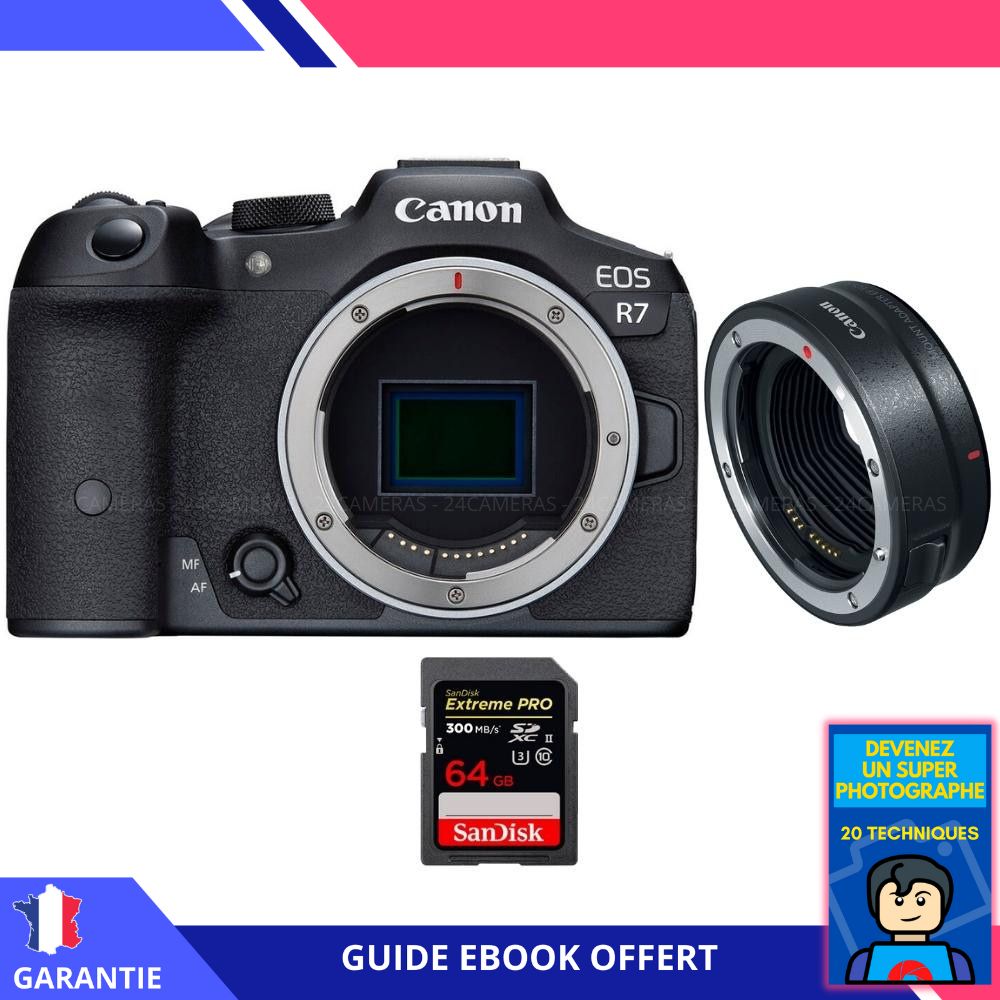 Canon EOS R7 + EF EOS R + 1 SanDisk Extreme PRO UHS II SDXC 300 MB/ + Ebook 'Devenez Un Super Photographe' Hybride Canon - vue 2