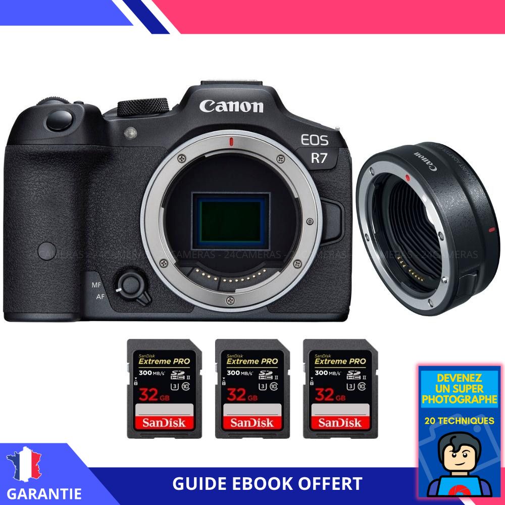 Canon EOS R7 + EF EOS R + 3 SanDisk Extreme PRO UHS II SDXC 300 MB/ + Ebook 'Devenez Un Super Photographe' Hybride Canon - vue 2