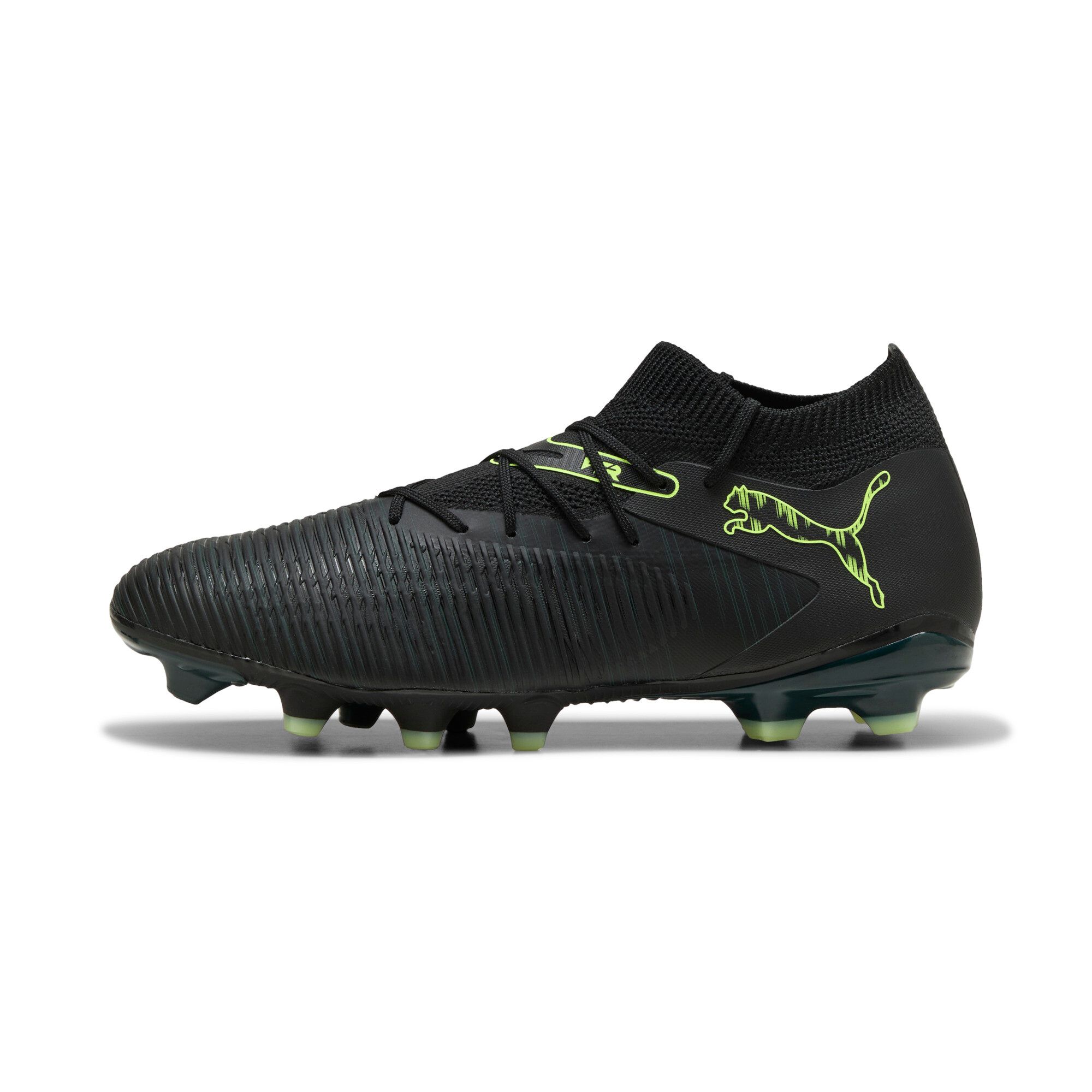 Puma Chaussure De Football Future 8 Match Fg/Ag Unisexe, Chaussures, Noir/Fizzy Light/Vert Terrain, 45