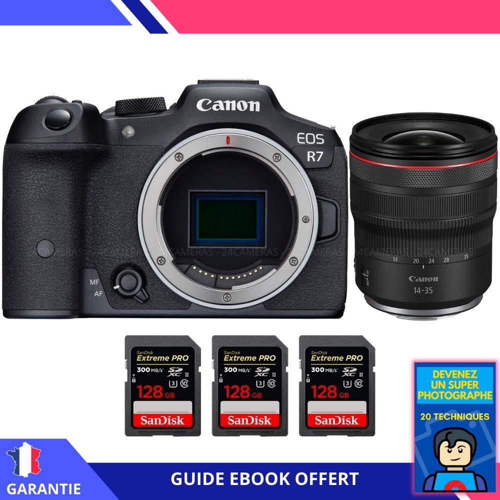 Canon EOS R7 + RF 14 35mm F4 IS USM + 3 SanDisk Extreme PRO UHS II SDXC 300 MB/ + Ebook 'Devenez Un Super Photographe' Hybride Canon - vue 2