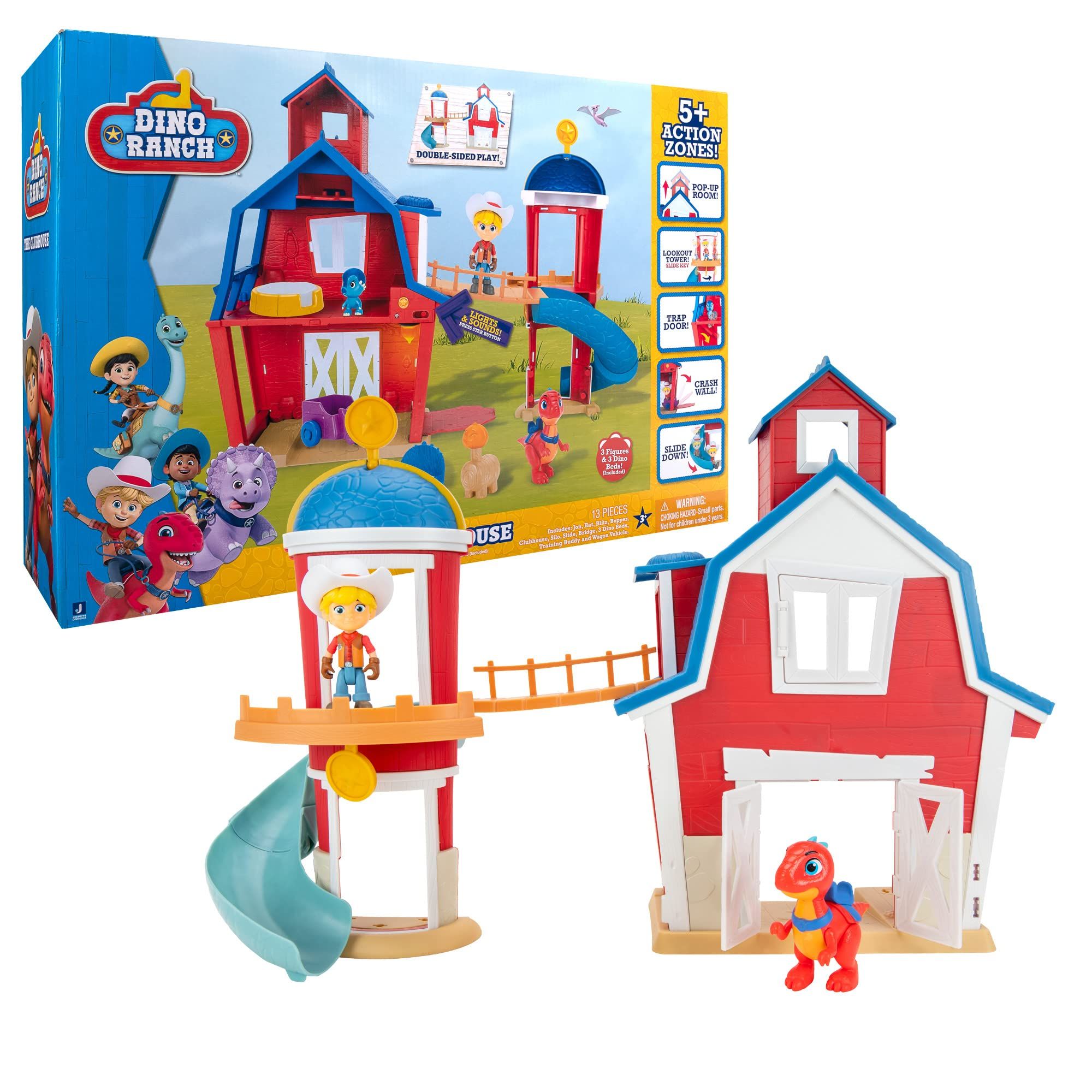 Dino Ranch Riche Playset Jouant Le Clubhouse Avec 5 Environnements De Jeu Comprend Deux Mini Personnages Et Deux Mini Dino Dna10000 Jeux Précieux
