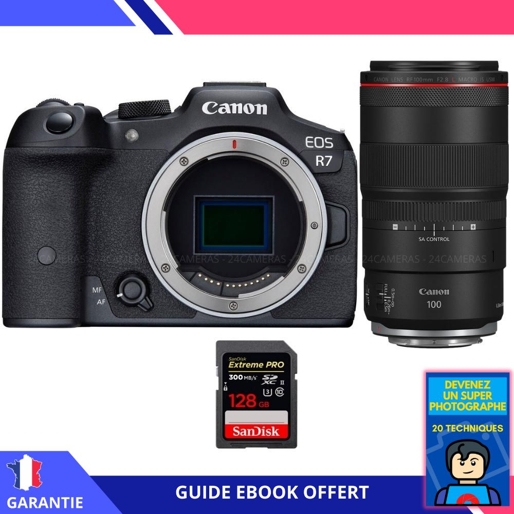 Canon EOS R7 + RF 100mm F2.8 Macro IS USM + 1 SanDisk Extreme PRO UHS II SDXC 300 MB/ + Ebook 'Devenez Un Super Photographe' Hybride Canon - vue 3