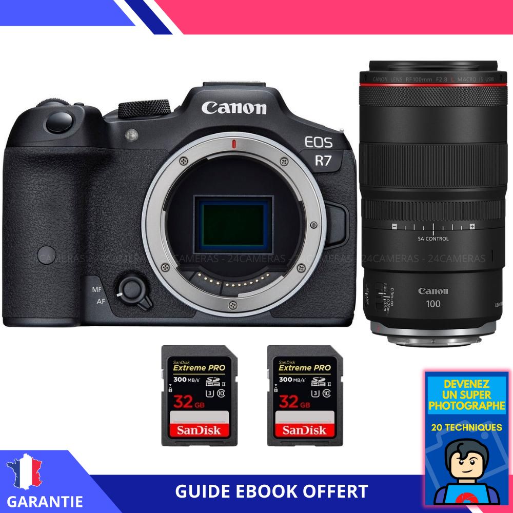 Canon EOS R7 + RF 100mm F2.8 Macro IS USM + 2 SanDisk Extreme PRO UHS II SDXC 300 MB/ + Ebook 'Devenez Un Super Photographe' Hybride Canon - vue 2