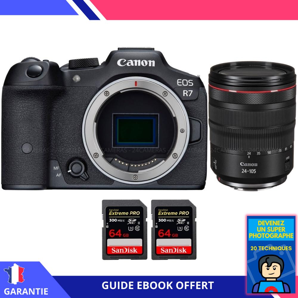Canon EOS R7 + RF 24 105mm F4 IS USM + 2 SanDisk Extreme PRO UHS II SDXC 300 MB/ + Ebook 'Devenez Un Super Photographe' Hybride Canon - vue 2
